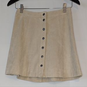 Abercrombie and Fitch Faux  Suede Mini Skirt Snap Front Beige Size 0